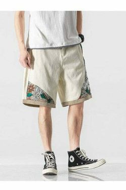 Y2K Grunge Embroidered Floral Patchwork Shorts - Retro 90s Summer Outfit for Women