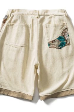 Y2K Grunge Embroidered Floral Patchwork Shorts - Retro 90s Summer Outfit for Women