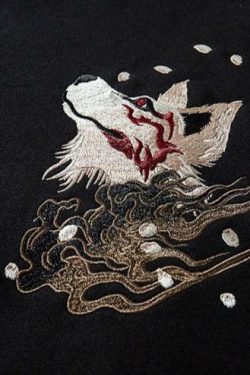 Y2K Grunge Embroidered Fox Hoodie - Retro 90s Fashion, Summer Outfits, and Pastel Goth Style
