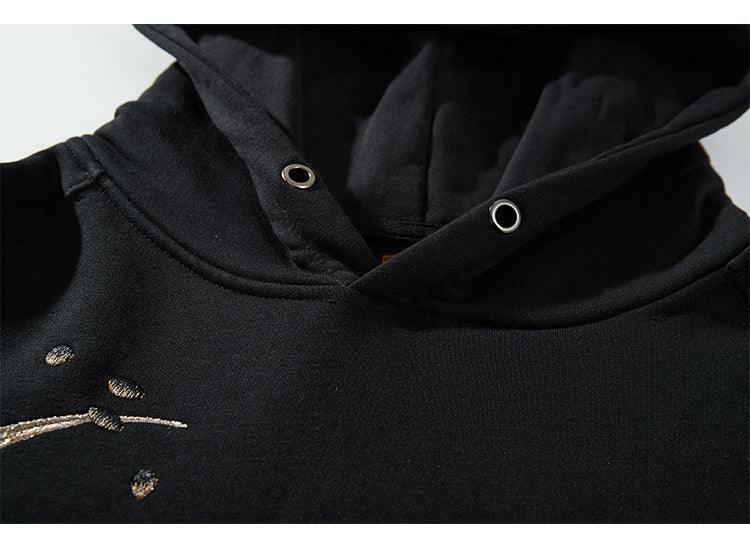Y2K Grunge Embroidered Fox Hoodie - Retro 90s Fashion, Summer Outfits, and Pastel Goth Style