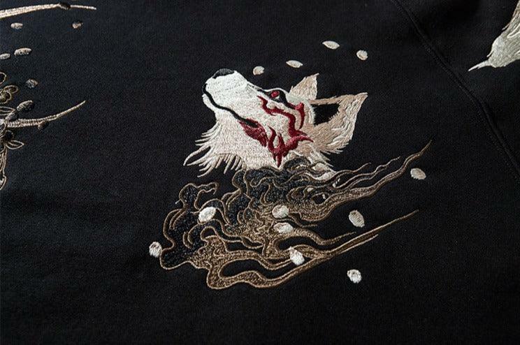 Y2K Grunge Embroidered Fox Hoodie - Retro 90s Fashion, Summer Outfits, and Pastel Goth Style
