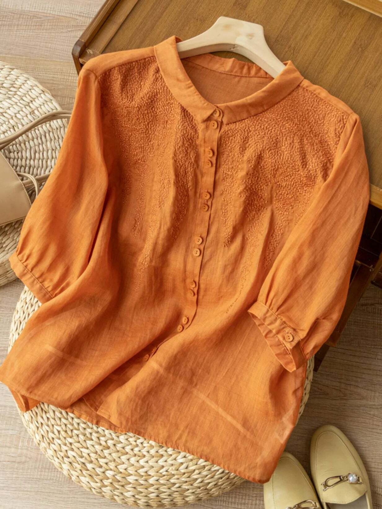 Y2K Grunge Embroidered Half Sleeve Linen Shirt Top - Retro 90s Summer Fashion for Women