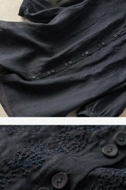 Y2K Grunge Embroidered Half Sleeve Linen Shirt Top - Retro 90s Summer Fashion for Women