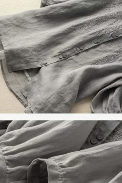 Y2K Grunge Embroidered Half Sleeve Linen Shirt Top - Retro 90s Summer Fashion for Women