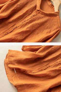 Y2K Grunge Embroidered Half Sleeve Linen Shirt Top - Retro 90s Summer Fashion for Women