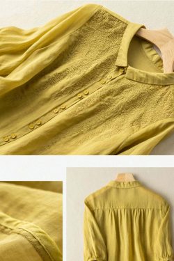 Y2K Grunge Embroidered Half Sleeve Linen Shirt Top - Retro 90s Summer Fashion for Women