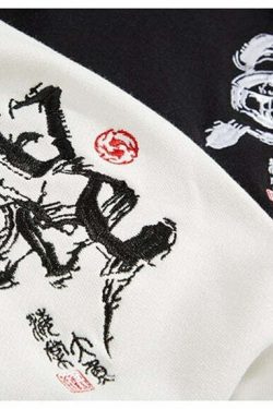 Y2K Grunge Embroidered Ocean Hoodie - Retro 90s Fashion, Summer Y2K Outfits, Pastel Goth Style