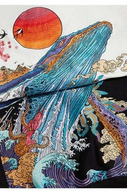 Y2K Grunge Embroidered Ocean Hoodie - Retro 90s Fashion, Summer Y2K Outfits, Pastel Goth Style
