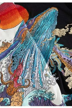 Y2K Grunge Embroidered Ocean Hoodie - Retro 90s Summer Outfit, Pastel Goth, Y2K Fashion