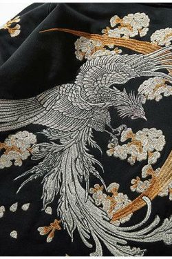 Y2K Grunge Embroidered Phoenix Hoodie - Retro 90s Fashion, Summer Outfits, and Clubwear