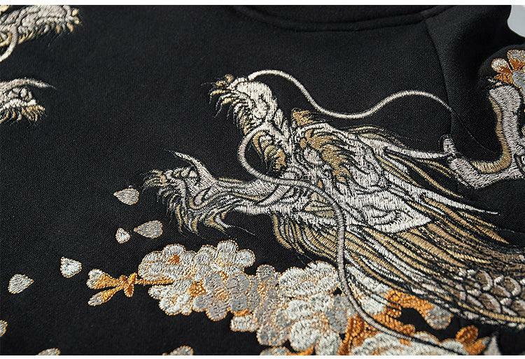 Y2K Grunge Embroidered Phoenix Hoodie - Retro 90s Fashion, Summer Outfits, and Clubwear
