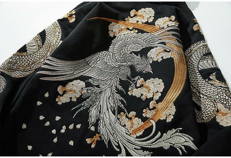 Y2K Grunge Embroidered Phoenix Hoodie - Retro 90s Fashion, Summer Outfits, and Clubwear