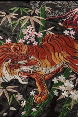 Y2K Grunge Embroidered Tiger Varsity Jacket - Retro 90s Fashion, Summer & Party Outfits