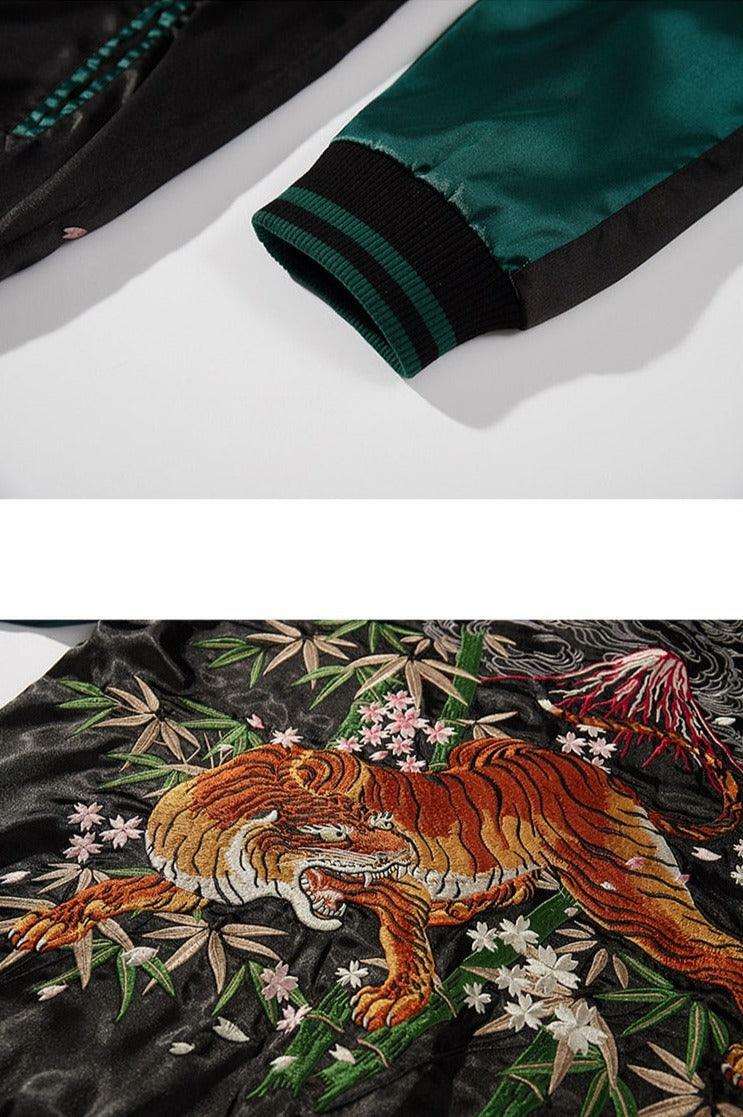 Y2K Grunge Embroidered Tiger Varsity Jacket - Retro 90s Fashion, Summer & Party Outfits