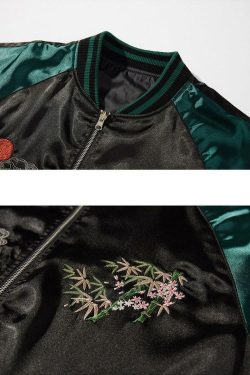Y2K Grunge Embroidered Tiger Varsity Jacket - Retro 90s Fashion, Summer & Party Outfits