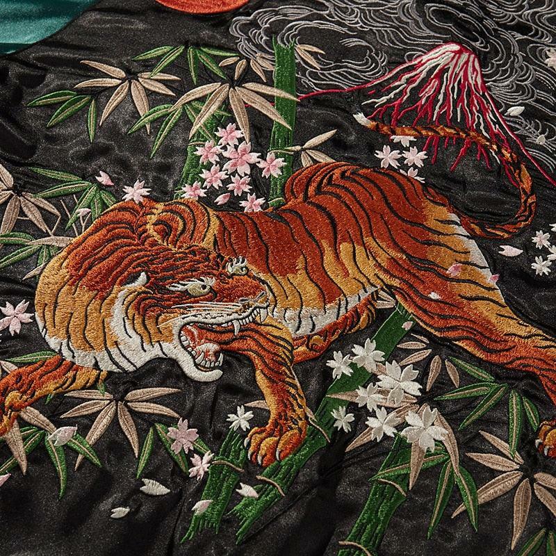 Y2K Grunge Embroidered Tiger Varsity Jacket - Retro 90s Fashion, Summer & Party Outfits