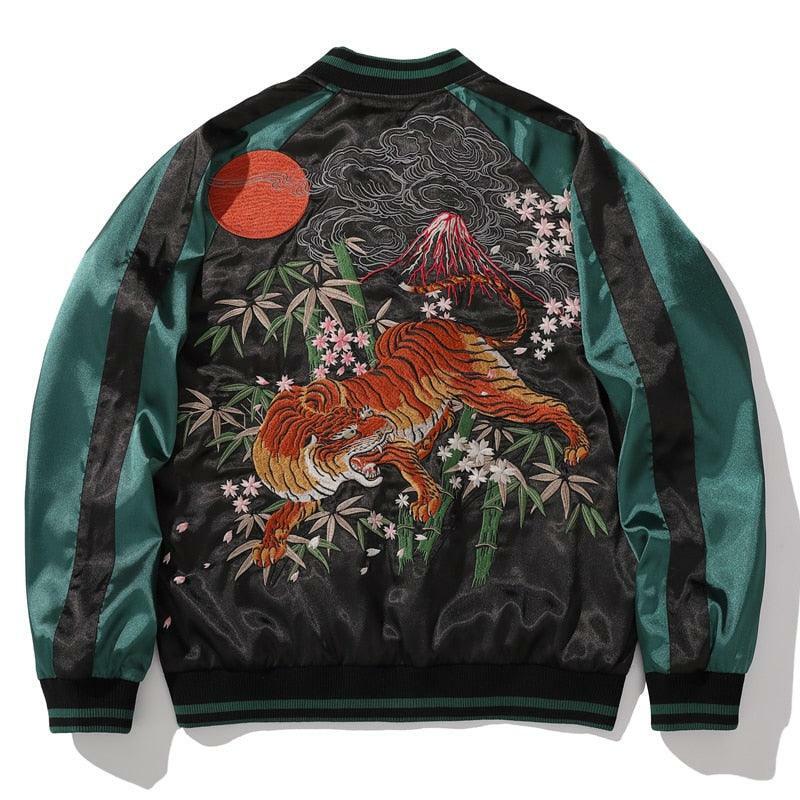 Y2K Grunge Embroidered Tiger Varsity Jacket - Retro 90s Fashion, Summer & Party Outfits