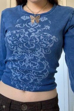 Y2K Grunge Fairycore Long Sleeve Top - 90s Retro, Summer Outfits, Pastel Goth Fashion