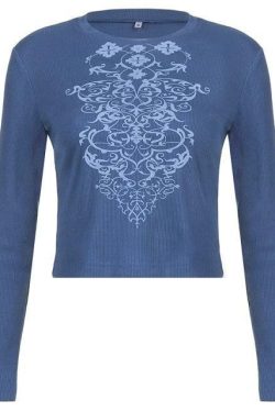 Y2K Grunge Fairycore Long Sleeve Top - 90s Retro, Summer Outfits, Pastel Goth Fashion