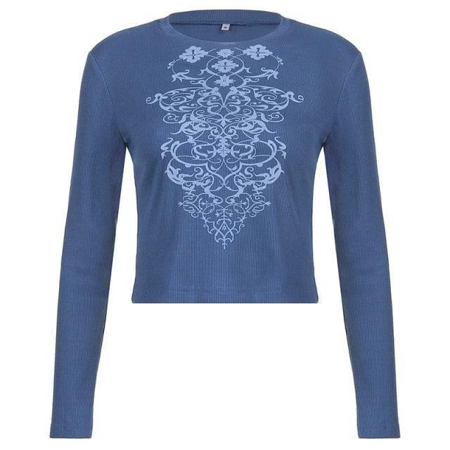 Y2K Grunge Fairycore Long Sleeve Top - 90s Retro, Summer Outfits, Pastel Goth Fashion