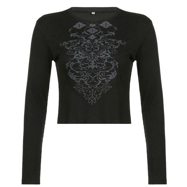 Y2K Grunge Fairycore Long Sleeve Top - 90s Retro, Summer Outfits, Pastel Goth Fashion