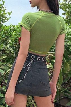 Y2K Grunge Fallen Angel Forest Crop Top - Retro 90s Summer Outfit for Women