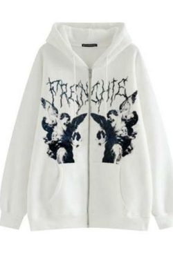 Y2K Grunge Fallen Hoodie - 90s Fashion, Retro Style, Y2K Summer Outfits, Gothic Y2K