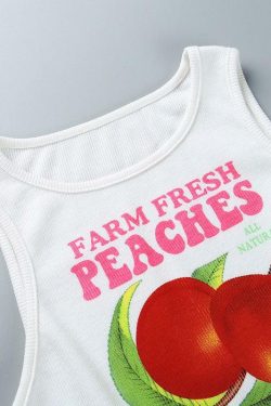 Y2K Grunge Farm Fresh Peaches Tank Top - Retro 90s Summer Outfit, Baby Tees, Y2K Fashion