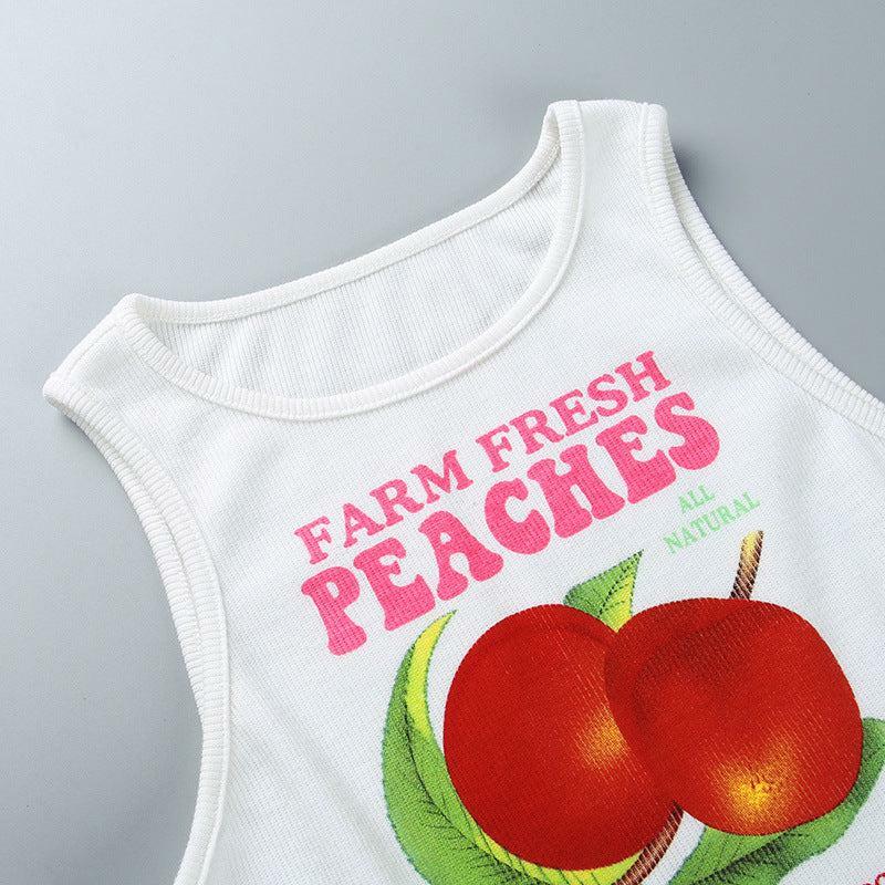 Y2K Grunge Farm Fresh Peaches Tank Top - Retro 90s Summer Outfit, Baby Tees, Y2K Fashion