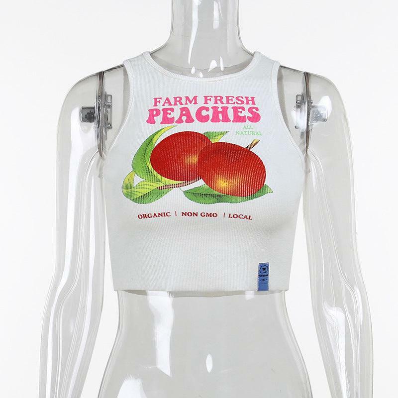 Y2K Grunge Farm Fresh Peaches Tank Top - Retro 90s Summer Outfit, Baby Tees, Y2K Fashion