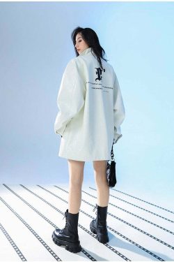 Y2K Grunge Faux-Leather Biker Jacket - 90s Fashion, Retro Style, Gothic Y2K, Y2K Club Out