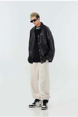 Y2K Grunge Faux-Leather Biker Jacket - 90s Fashion, Retro Style, Gothic Y2K, Y2K Club Out