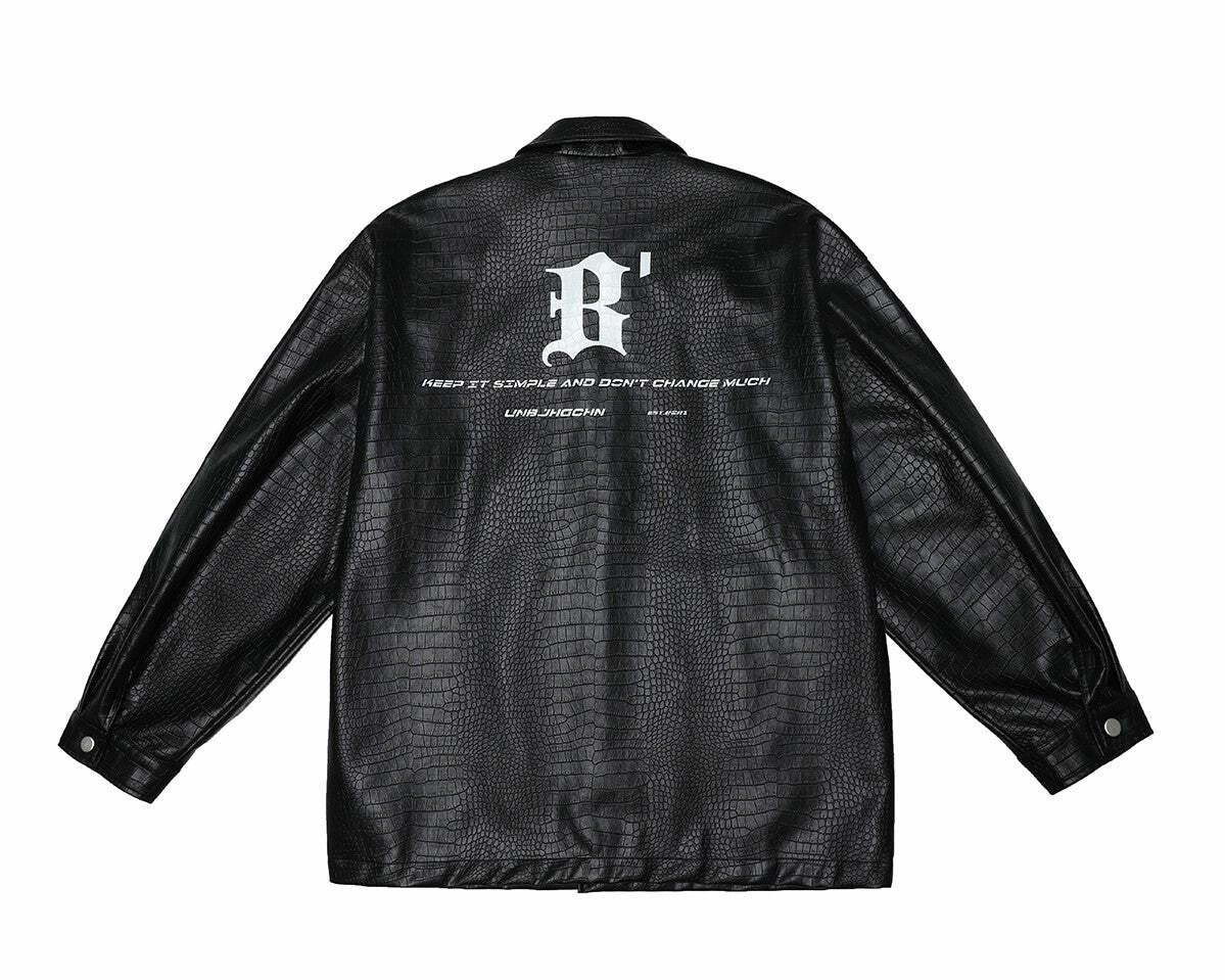 Y2K Grunge Faux-Leather Biker Jacket - 90s Retro Style, Gothic Y2K, Summer Y2K Outfits