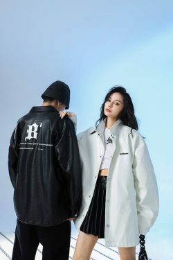 Y2K Grunge Faux-Leather Biker Jacket - 90s Retro Style, Gothic Y2K, Summer Y2K Outfits