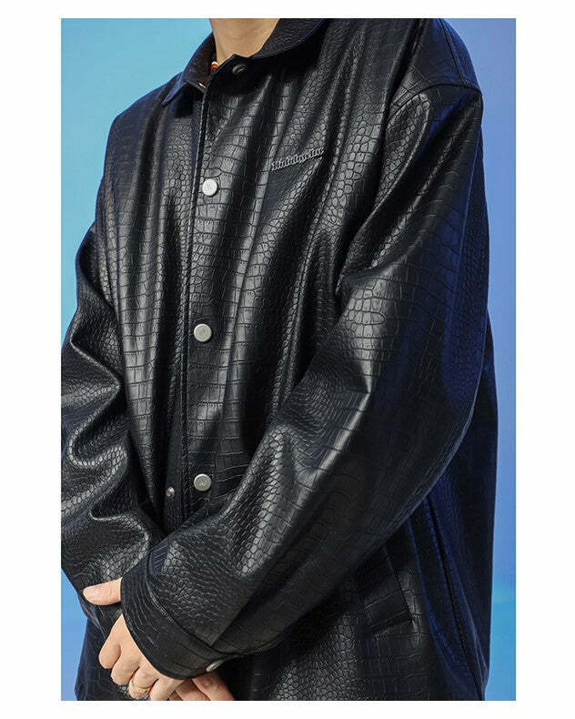 Y2K Grunge Faux-Leather Biker Jacket - 90s Retro Style, Gothic Y2K, Summer Y2K Outfits