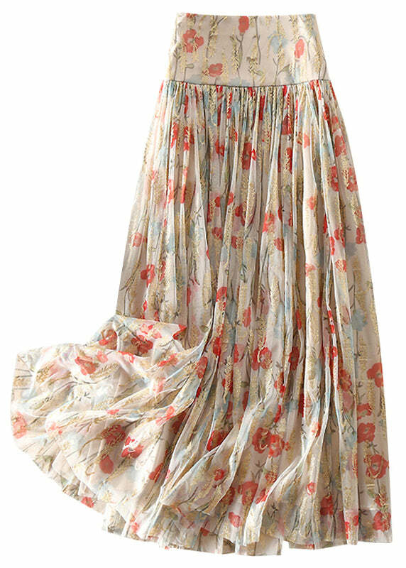 Y2K Grunge Fitted Zip Up Print Wrinkled Tulle Skirt - Retro 90s Summer Party Outfit