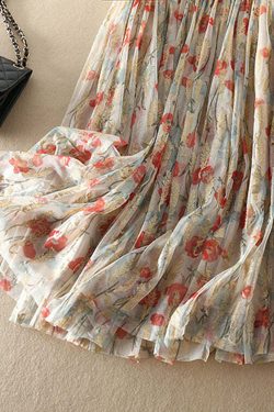 Y2K Grunge Fitted Zip Up Print Wrinkled Tulle Skirt - Retro 90s Summer Party Outfit
