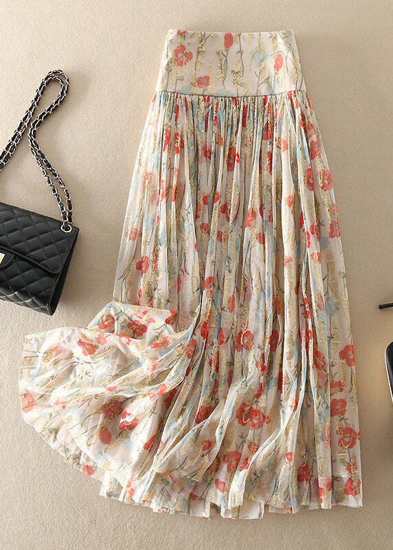 Y2K Grunge Fitted Zip Up Print Wrinkled Tulle Skirt - Retro 90s Summer Party Outfit