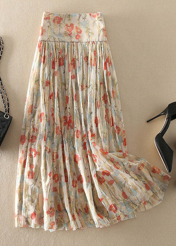 Y2K Grunge Fitted Zip Up Print Wrinkled Tulle Skirt - Retro 90s Summer Party Outfit
