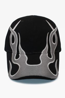 Y2K Grunge Flame Baseball Cap - Retro 90s Fashion, Summer Y2K Outfits, Hip Hop Style
