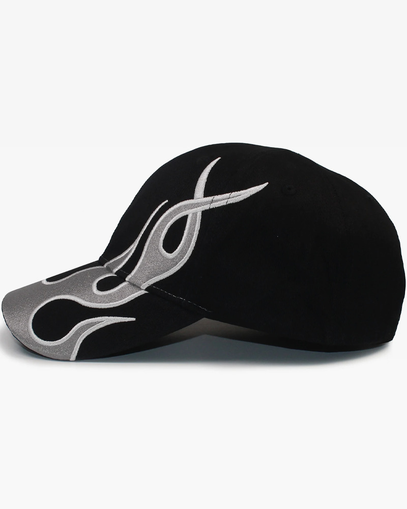 Y2K Grunge Flame Baseball Cap - Retro 90s Fashion, Summer Y2K Outfits, Hip Hop Style