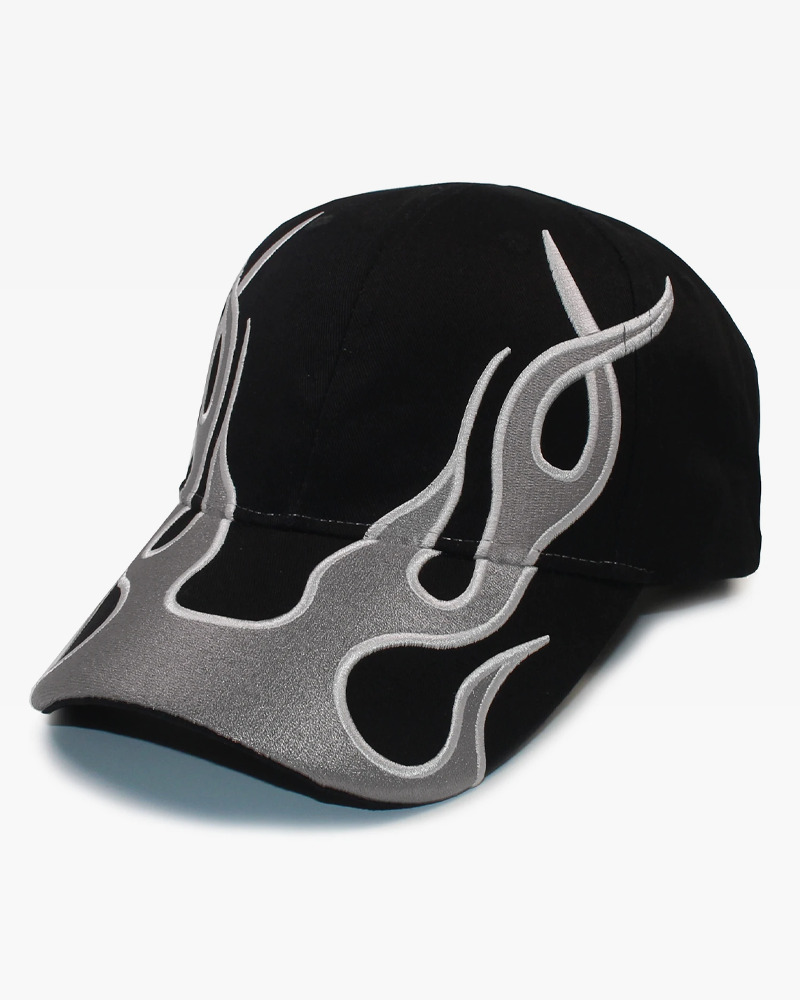 Y2K Grunge Flame Baseball Cap - Retro 90s Fashion, Summer Y2K Outfits, Hip Hop Style