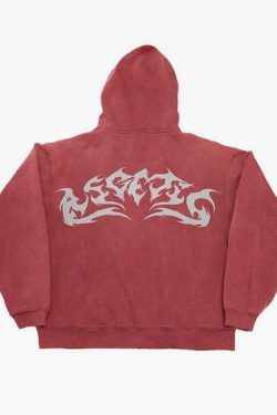 Y2K Grunge Flame Hoodie - Retro 90s Fashion, Summer Y2K Outfits, Gothic Y2K Style