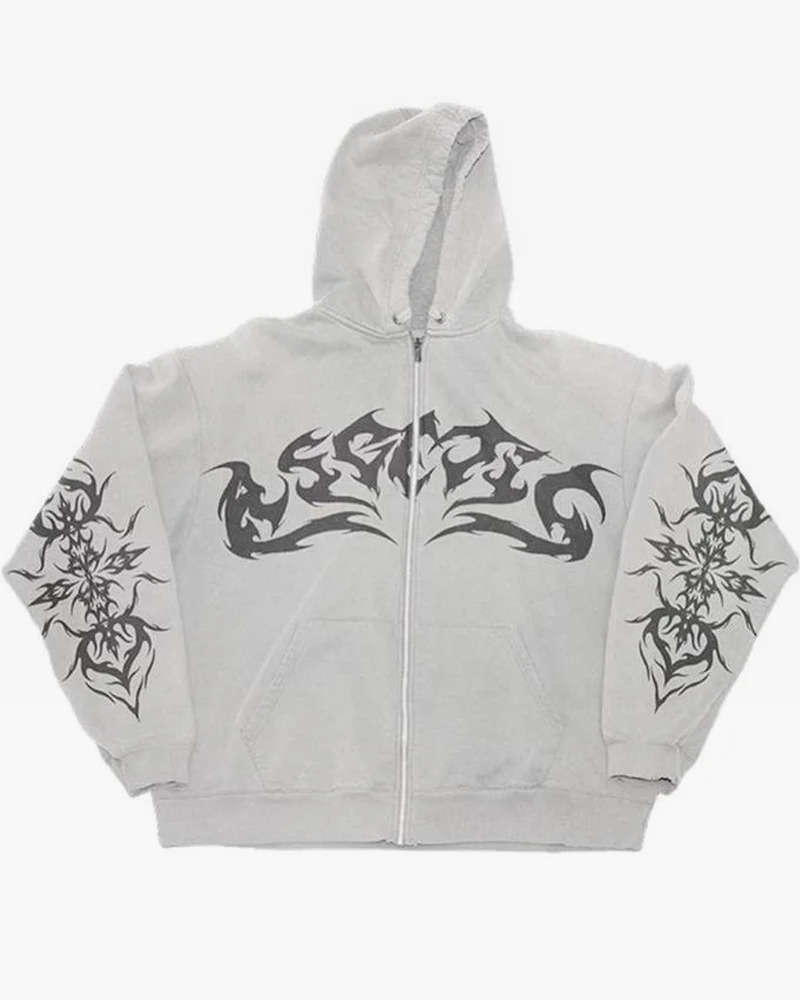 Y2K Grunge Flame Hoodie - Retro 90s Fashion, Summer Y2K Outfits, Gothic Y2K Style