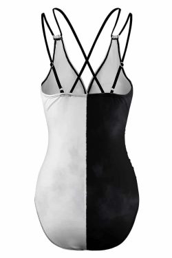 Y2K Grunge Flaming Skull Heart Push Up One Piece Swimsuit - Retro 90s Summer Beachwear