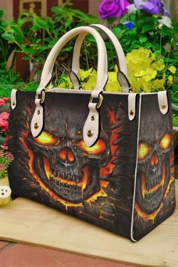 Y2K Grunge Flaming Skull Lava Leather Handbag - Retro 90s Goth Fashion Accessory