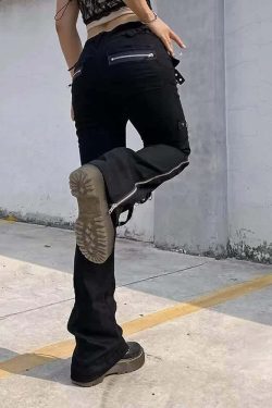 Y2K Grunge Flare Jeans - Retro 90s Fashion, Summer Y2K Outfits, Gothic Y2K Style