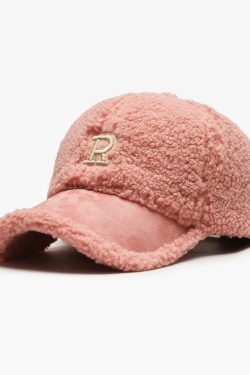 Y2K Grunge Fleece Baseball Cap - Retro 90s Fashion, Summer Y2K Outfits, Pastel Goth Style