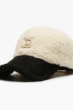 Y2K Grunge Fleece Baseball Cap - Retro 90s Fashion, Summer Y2K Outfits, Pastel Goth Style