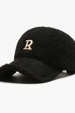 Y2K Grunge Fleece Baseball Cap - Retro 90s Fashion, Summer Y2K Outfits, Pastel Goth Style
